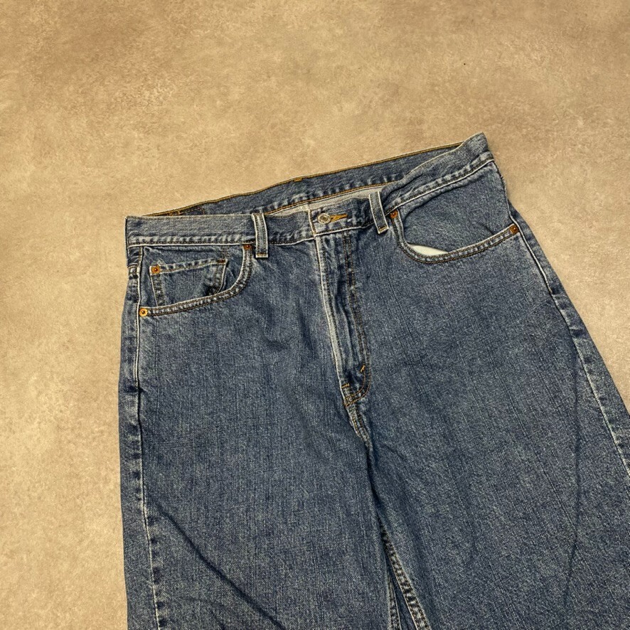 Levis 505 Denim Shorts Mens Jorts USA Baggy 90s Vintage Bottoms, Blue 36" image 4