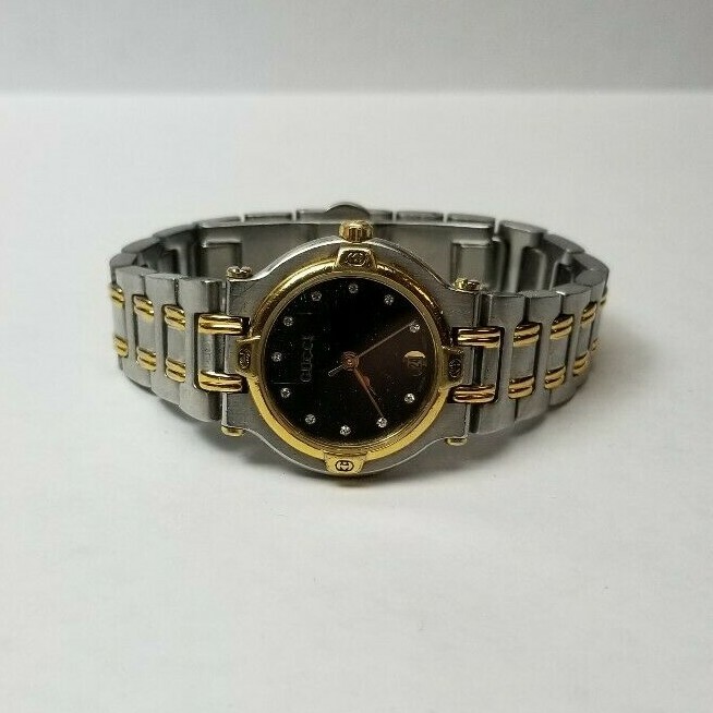 Authentic Ladies Gucci Watch 9000L Diamond Markers 2 Tone Authentic Ladies Gucci Watch 9000L Diamond Markers 2 Tone