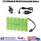 7.2V 2400mAh Ni-MH AA Battery Pack with SM-2P 2Pin Plug W/USB Charger for RC Car