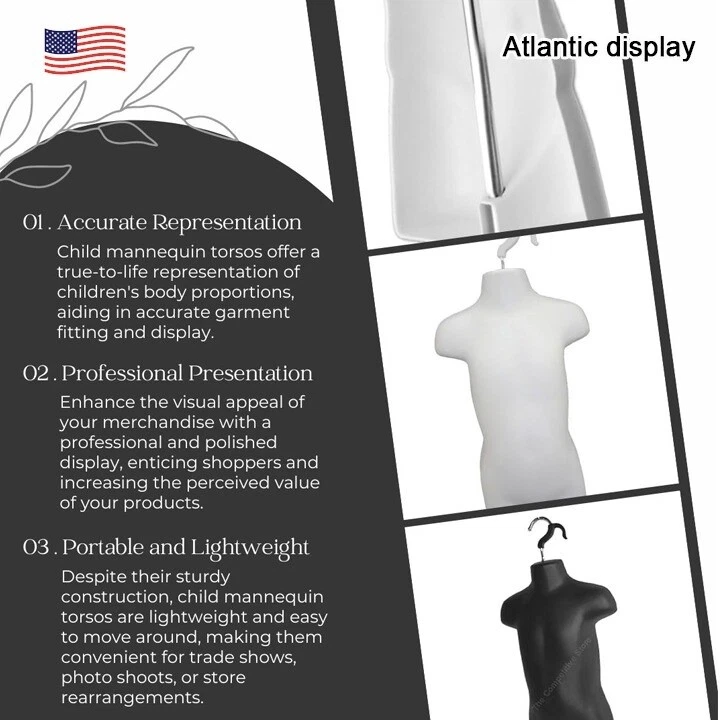 Child & Toddler Plastic Mannequin Torso Body Form 18" H (White) - Image 2 of 4