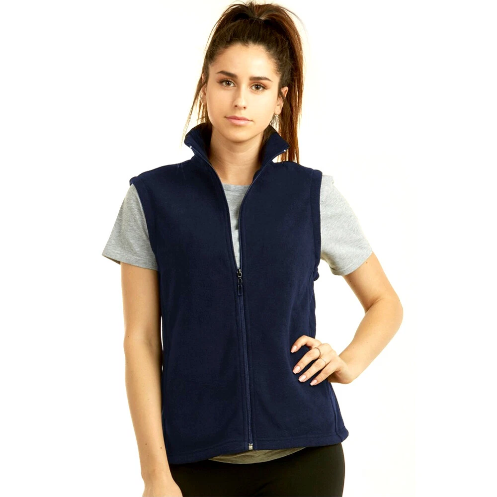 Ladies Polar Fleece Vest Sweater No Sleeve Casual Solid Zip Front