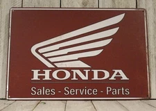 Honda Motorcycles Tin Sign Sales Parts & Service Vintage Rustic Style Mechanic