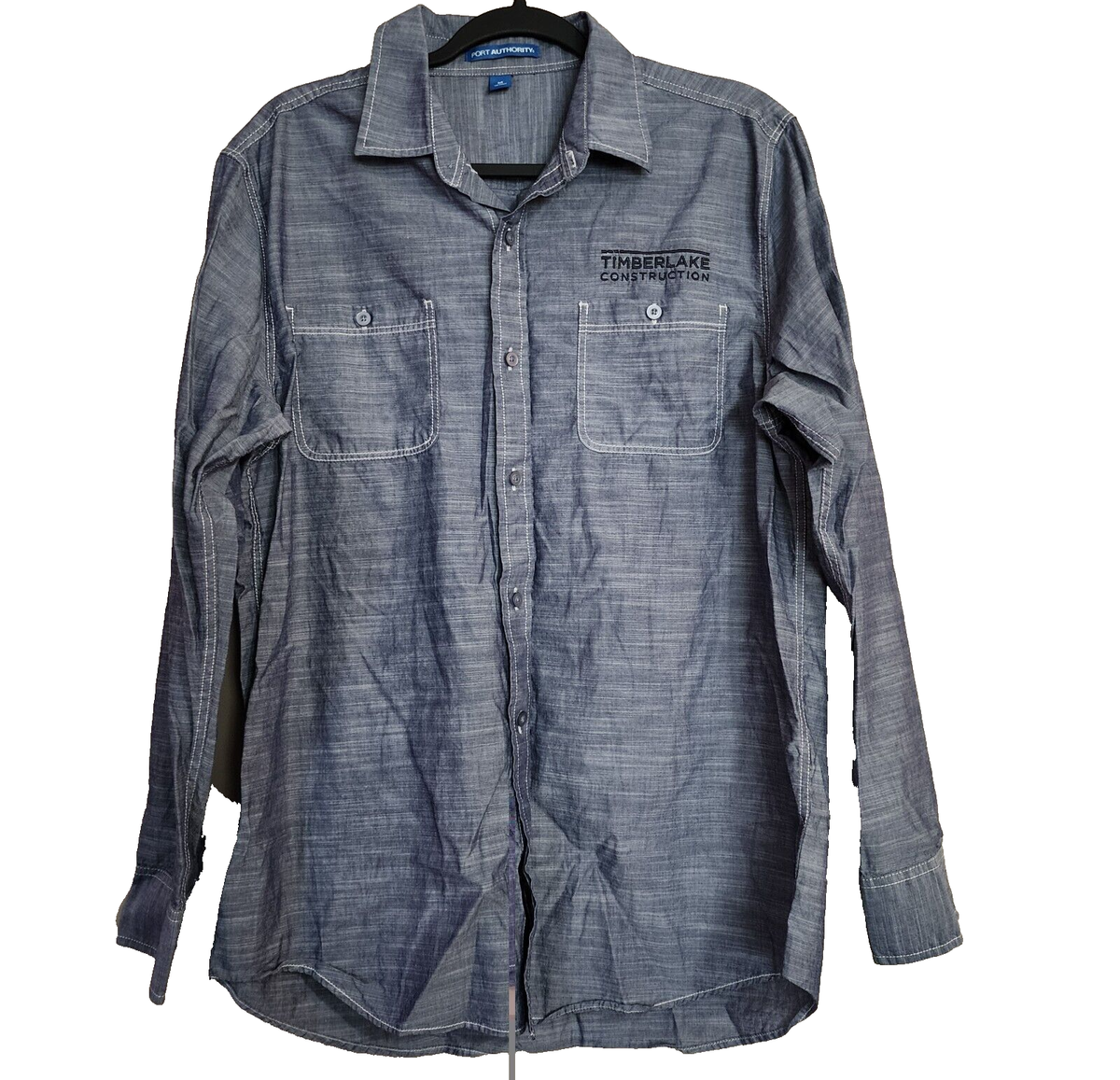 Port Authority Mens Gray Chambray Shirt Port Authority ® Slub