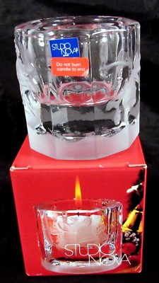 Studio Nova Tea Light Candle Holder Clear With Frosted Bells 3x3'' Org Box Japan