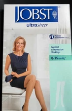 JOBST UltraSheer Support Compression Stockings 8-15mmHg Beige Thigh Medium NEW