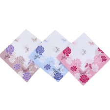 Cotton Handkerchief 45cm Set Butterfly Floral Rose Square Ladies Hankies