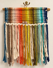 Strand Texture Aja Smart Rainbow Macrame Wall Hanging Fiber Art 18&rdquo;x23&rdquo;