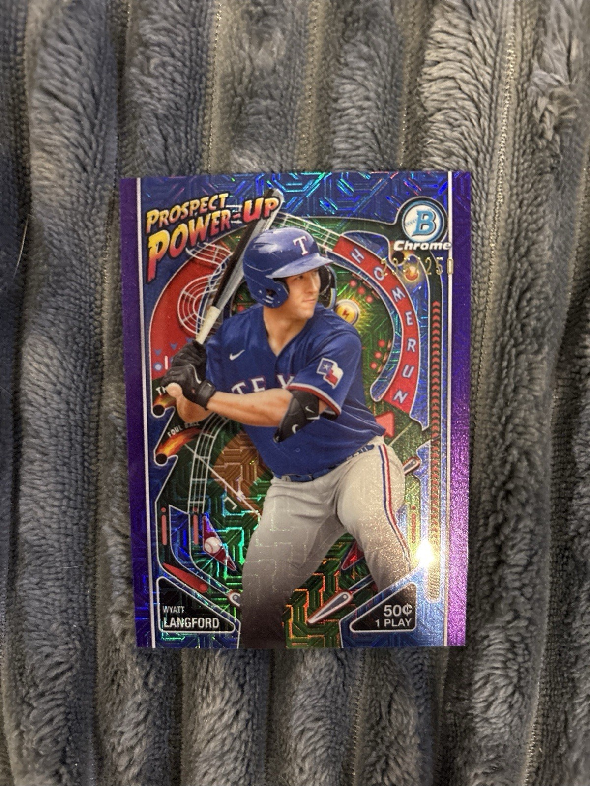 2024 Bowman Chrome Prospect Power-Up Wyatt Langford #PP-3 Purple Mojo /250