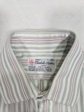 Turnbull Asser Dress Shirt Gray Red Striped Button Up Mens 15.5 39cm LS