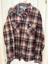 Carhartt mens button down long sleeve plaid work shirt