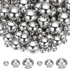 560Pcs No Hole Pearl Beads, 8/14/18mm Faux Pearl, Bright Silver