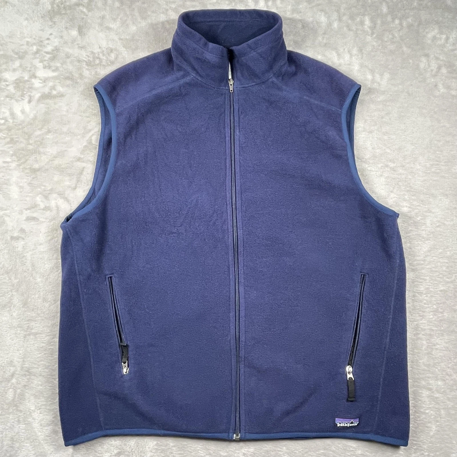 Patagonia Synchilla Fleece Vest Mens XL Blue Full Zip Pockets Outdoors Layering