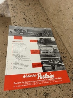 publicité papier tracteur pelle Poclain modèle rare agricole