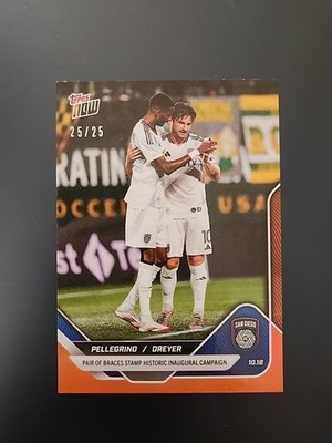 San Diego FC Anders Dreyer Pellegrino 2025 MLS Topps NOW 117 Orange Foil 25/25
