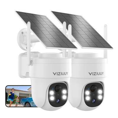Solar Cameras Wireless Outdoor, 2 Pack 3MP Cameras Wireless Outdoor, Pan Tilt...