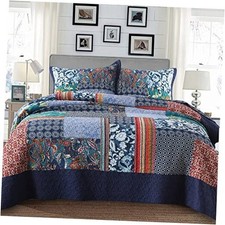 Quilt Set Reversible Lightweight Bohemian Paisley Patchwork Queen B-bohemian