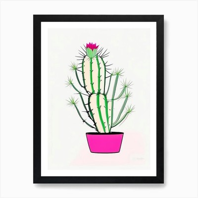 Ostern Kaktus Minimal Line Zeichnung Gerahmt Wandbild Poster Leinwanddruck Bild