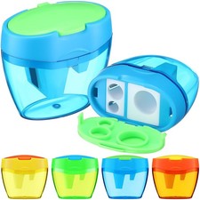 4 Pcs Pcs Pencil Sharpeners 3 Hole Manual Compact Colored Handheld Portable P...