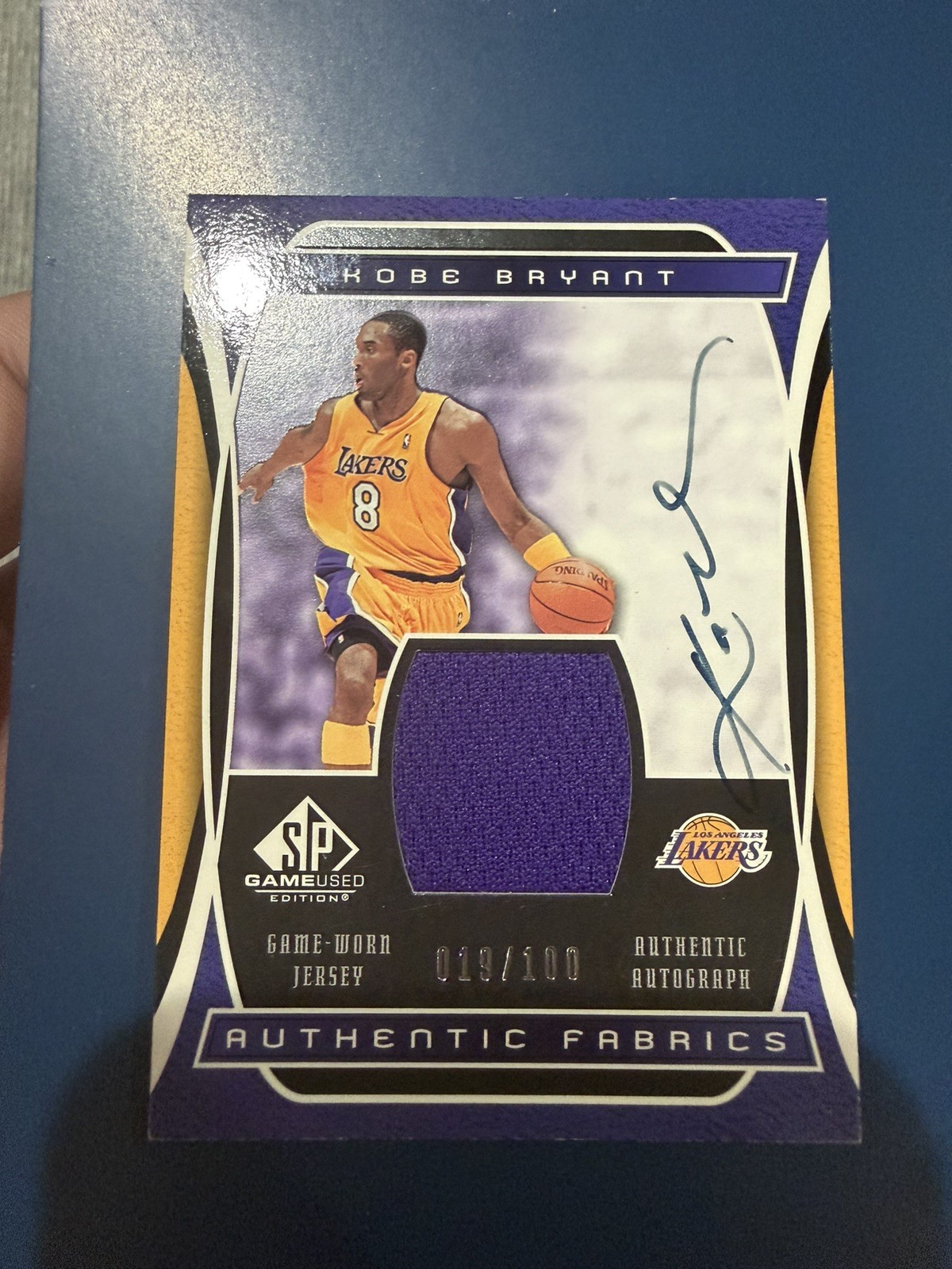 2003-04 Kobe Bryant SP Game Used Authentic Fabrics Patch Auto 19/100 view 7