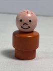 Vtg Fisher-Price Wooden Little People Boy Orange