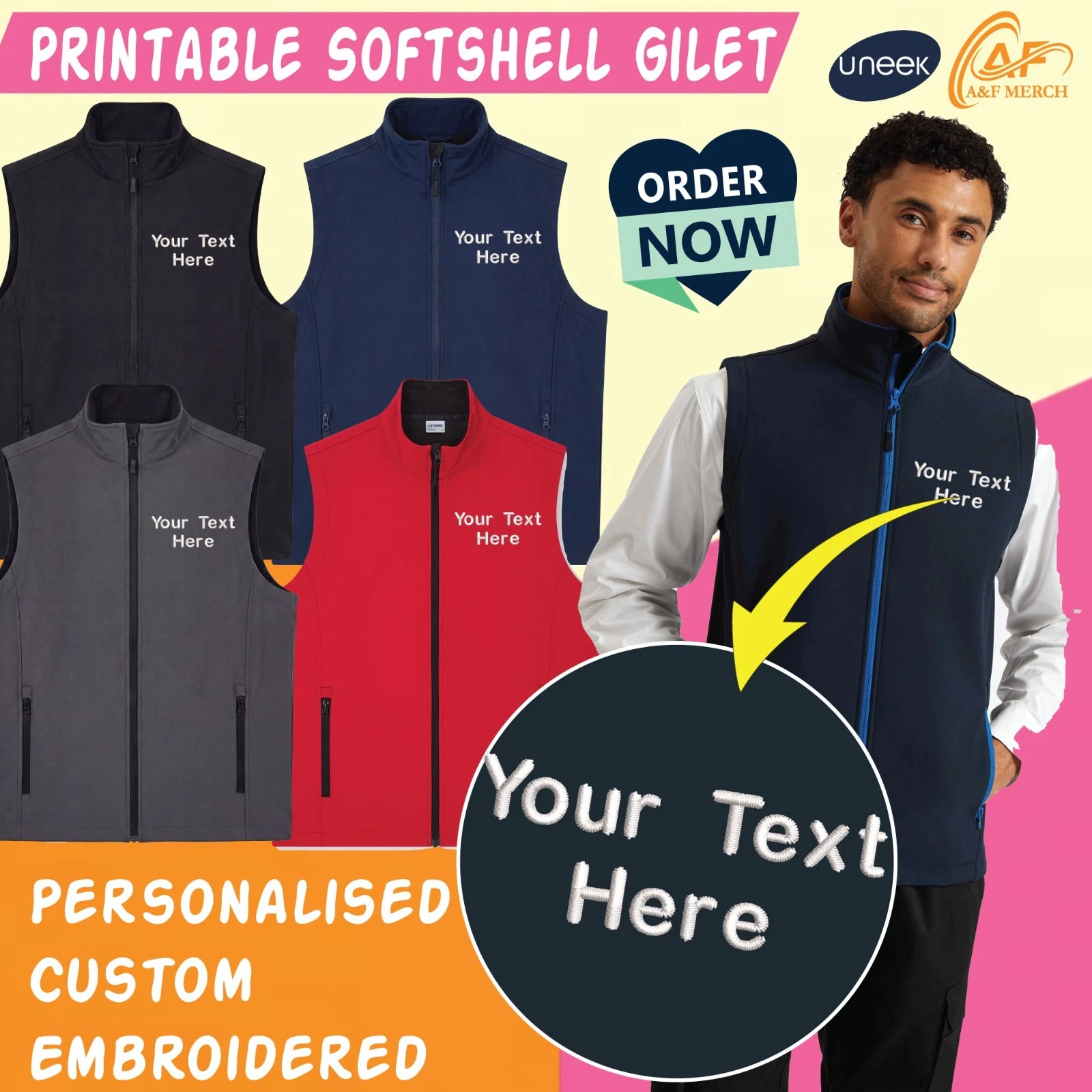 Personalised Embroidered Uneek Softshell Gilet Bodywarmer Workwear Vest
Opens in a new window or tab