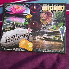 Handcrafted Paper Collage Wall Hanging Decor OOAK "Exhale" Waterfall Floral