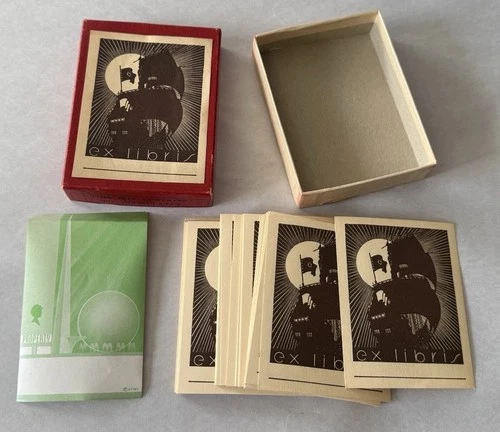 Vintage Ex Libris Bookplates Ship Design Box Set Unused Art Deco Worlds Fair