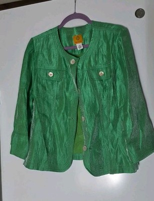 Casual Ruby Rd. Iridescent Green Button Up Spring Jacket Size 14