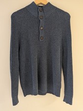 Banana Republic Mens M Italian Yarn Wool Gray Waffle Knit Button Mock Sweater