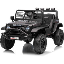 Black 12V Kids Electric Car 2 Seater Ride on Toy 3mph Truck with Remote LED MP3
