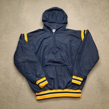 VINTAGE Russell Men's Track Jacket Size XL Navy Blue Windbreaker Hoodie 1/4 Zip