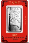 2012 PAMP Suisse Swiss 1 Oz .999 Fine Silver Bar Lunar Dragon Sealed Assay