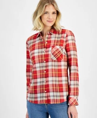 Nautica Jeans Womens Bayfront Plaid Roll-Ta 198042881050 S RT $49.99