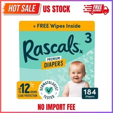 Rascals Premium Absorbent Baby Diapers Size 3, 184 Count