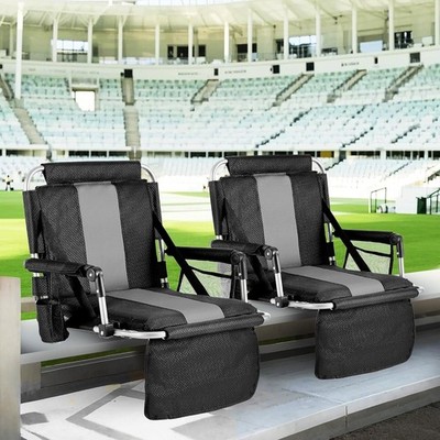 2er Pack Stadionsitz Tragbarer Kissen Stuhl mit Rückenstütze, Armlehne, Gepolstert