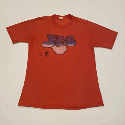80s Yes Tour T Shirt Men Rock Band Concert Album Stu 1980s vintage concert t-shirt, vintage, size L, single stitch, B+ condition