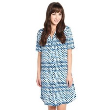 NWOT Tommy Bahama Women's Blue Dot Matrix Shirt Dress Size S Knee Length