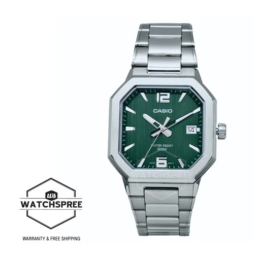Casio Men's Analog Octagonal Dial Stainless Steel Band Watch MTP-B195D-3A