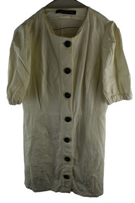 ZARA WOMAN Beige Kleid mit Knopfleiste Größe M Damen Leinen Freizeit Outdoor Oberbekleidung
