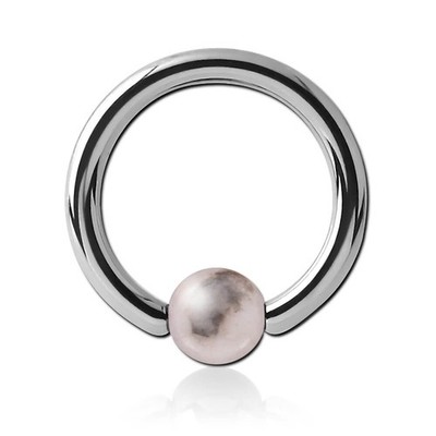 Stahlring mit Steinkugel Jaspis Zebra Rosa