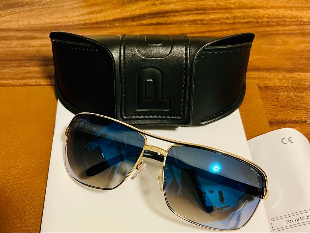 Sold Out Police S8852G Black Gold Blue Sunglasses image 9