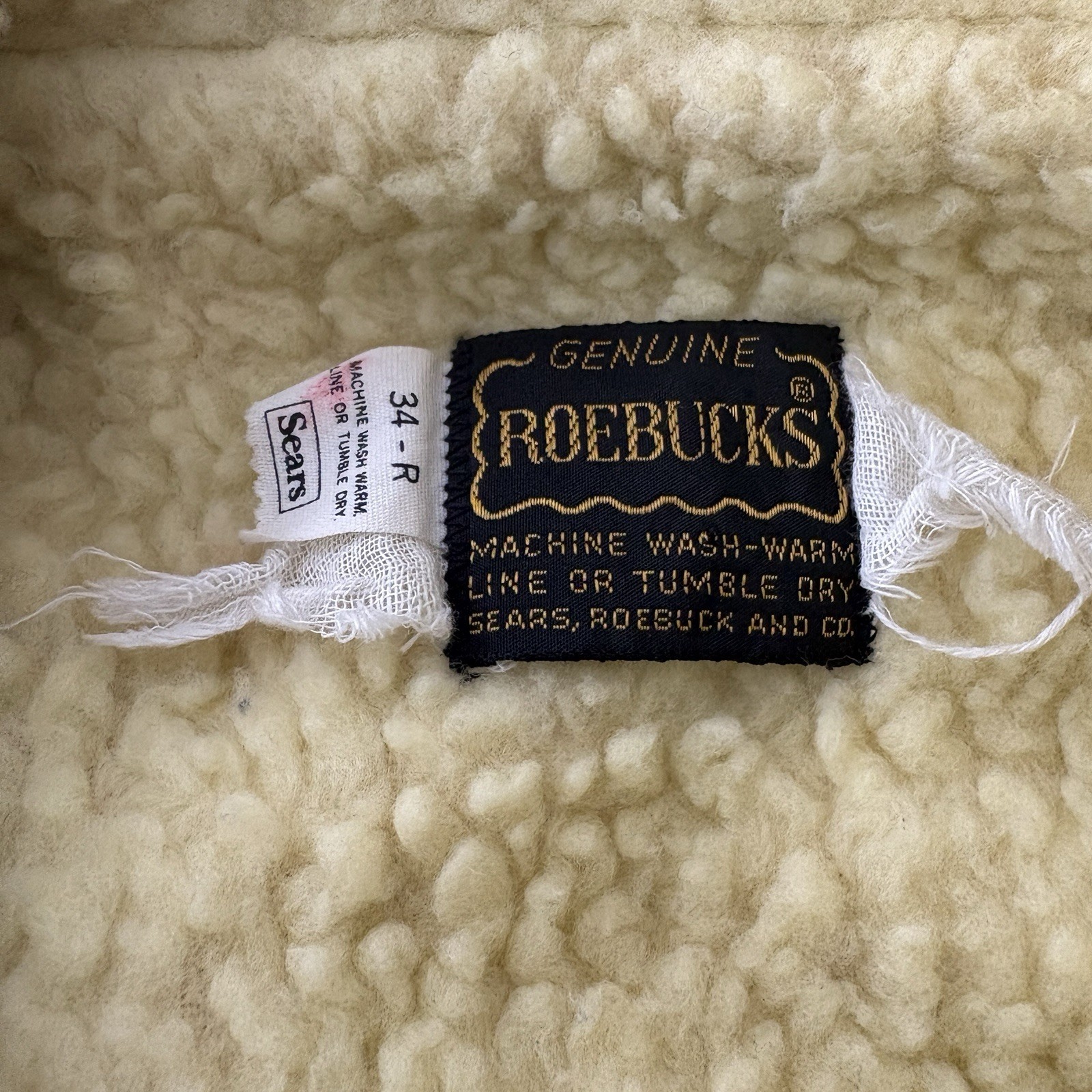Roebucks Chore Jacket Mens Size 34 Blue Denim Sherpa Lined Western Vintage Sears thumbnail 6