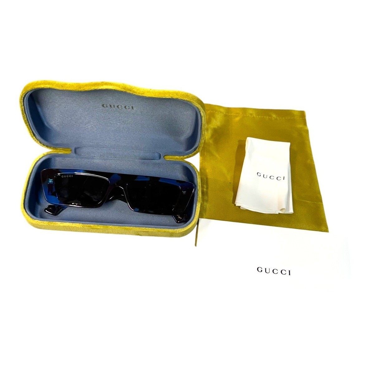 Gucci Women\'s Black Sunglasses with Blue Velvet Case Gucci sunglasses women BRAND GUCCI SUNGLASSES!... | Depop main image 2