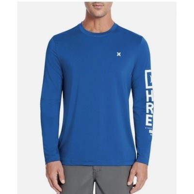 Hurley Mens Sunny Side Hybrid Stretch Long Sleeve Sunshirt UPF 50+ Blue Small