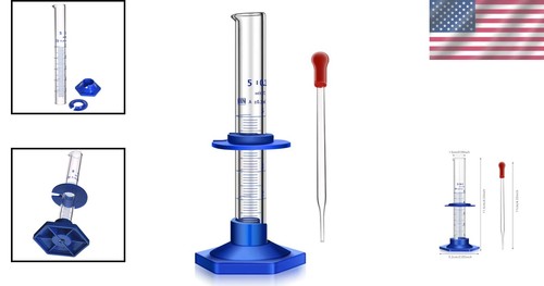 Lab-Grade 5ML Thick Glass Graduated Cylinder with Dropper and Anti-Fall Base - Picture 2 of 11