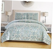 3 Piece Oversized Lightweight All-Season Paisley Design Quilt Set, King Size,