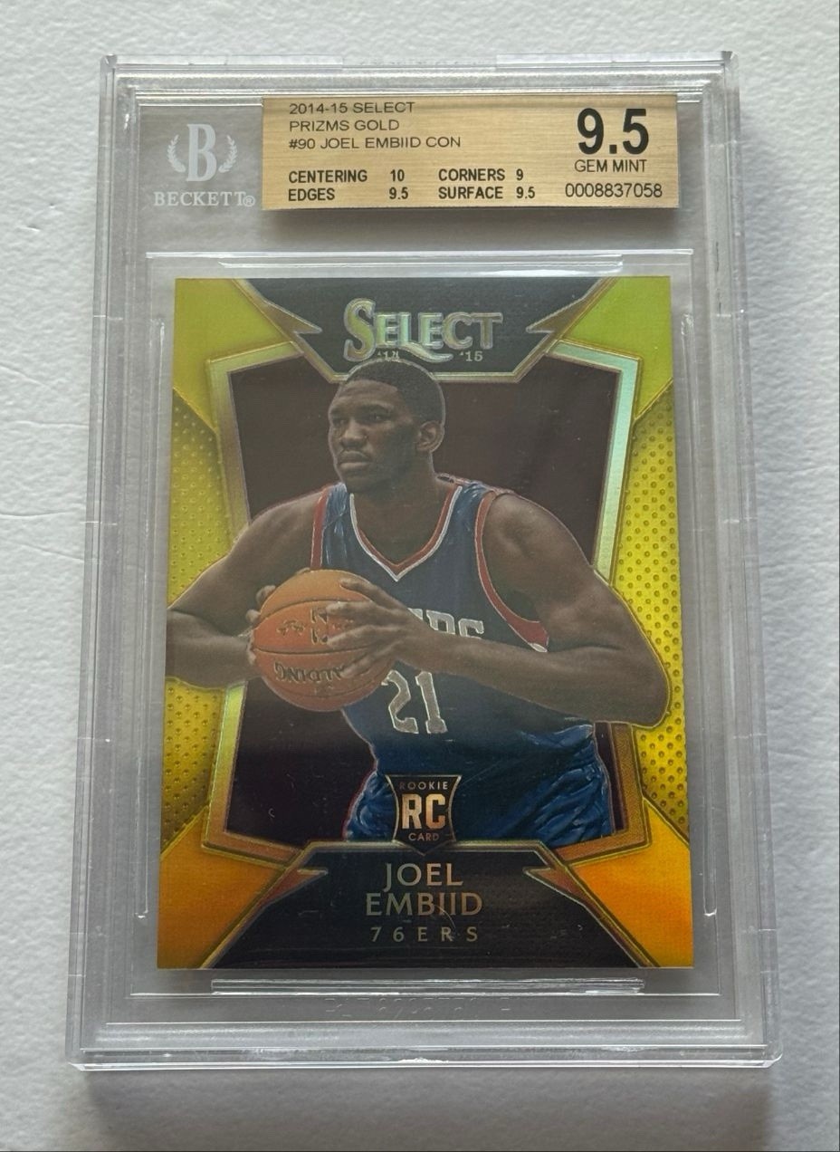 2014-15 Panini Select Concourse Joel Embiid Rookie 1/10 Gold #90 RC BGS 9.5