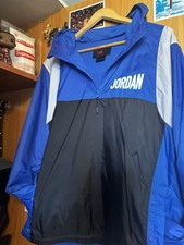Vintage Nike Jordan Flight Club Retro Quarter Zip Royal Blue Jacket Rare Size L