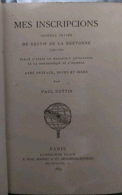 Mes Iscriocions Restiv De La Bretonne  Plon 1889 T9