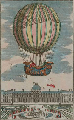 Colorful Decorative Vintage Hot Air Balloon Illustration Print 24x36''